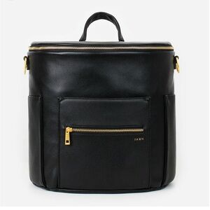 Black Faux Leather Diaper Bag Backpack by Fawn Design